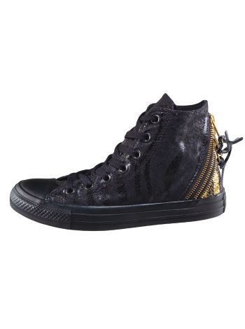 CONVERSE Кеды женские высокие (Vietnam) 14685 Черные с замочками 